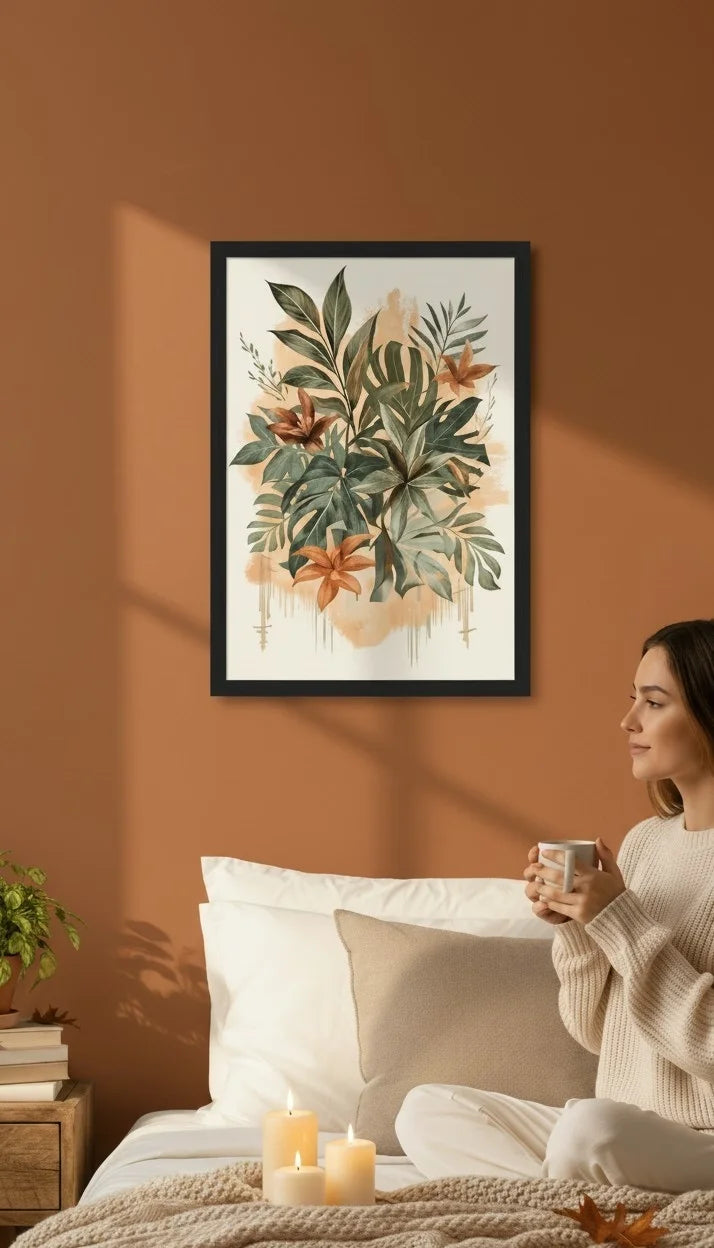 Boho Floral Framed Print: Botanical Wall Art A4 A3 A2
