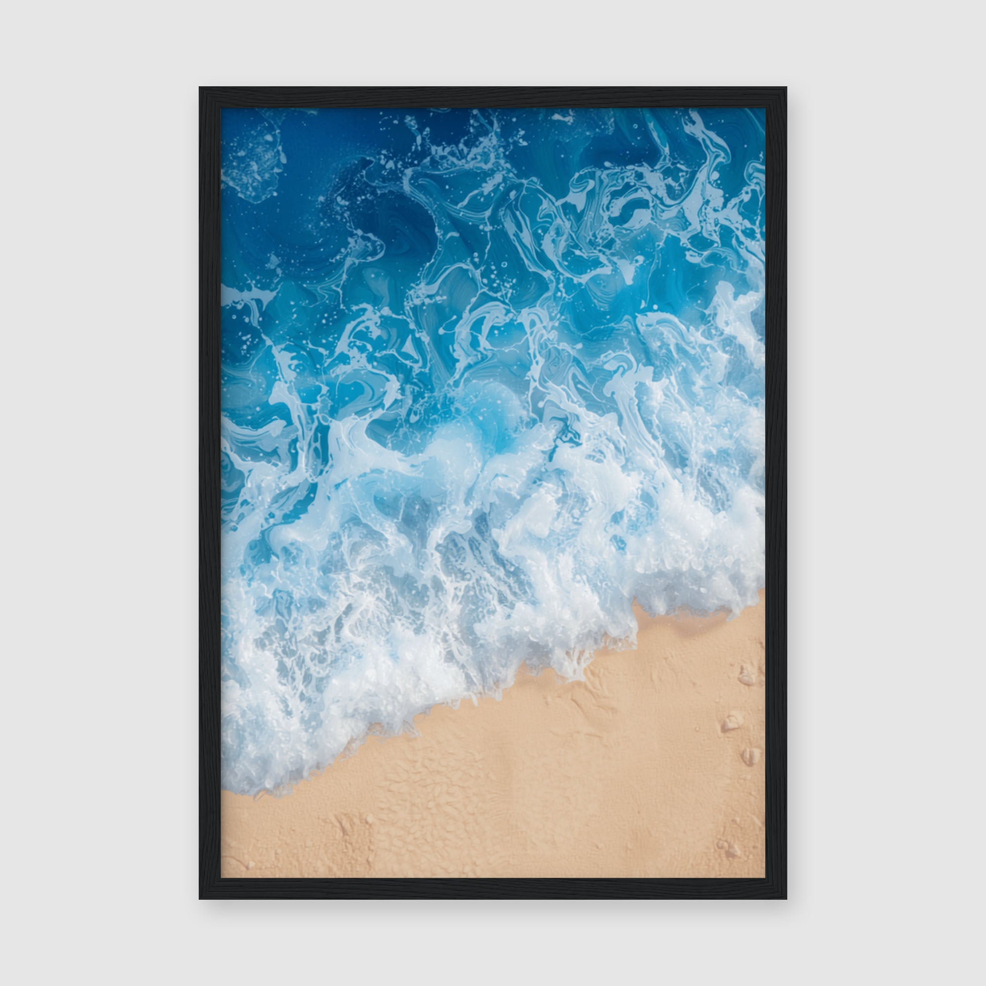 Framed Poster A4 Classic Black Frame - Mesmerizing foam patterns and water textures in shades of blue and white on matte paper