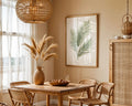 Framed Print A3 Classic Wood Frame With Mount - Serene boho leaf artwork showcasing feathered palm fronds in soft natural greens