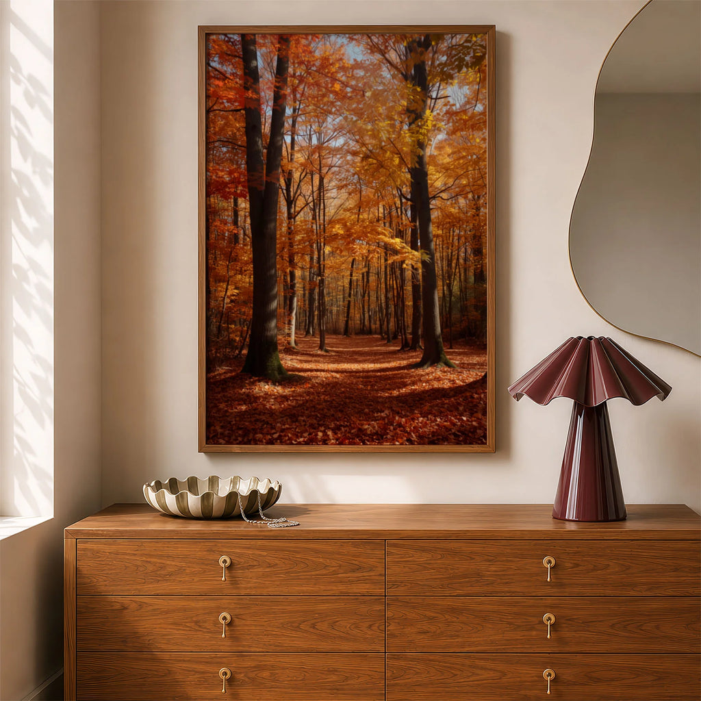 Enhanced Archival Matte A4 - Warm autumn woodland scene with soft matte finish showcasing golden foliage and tree trunks