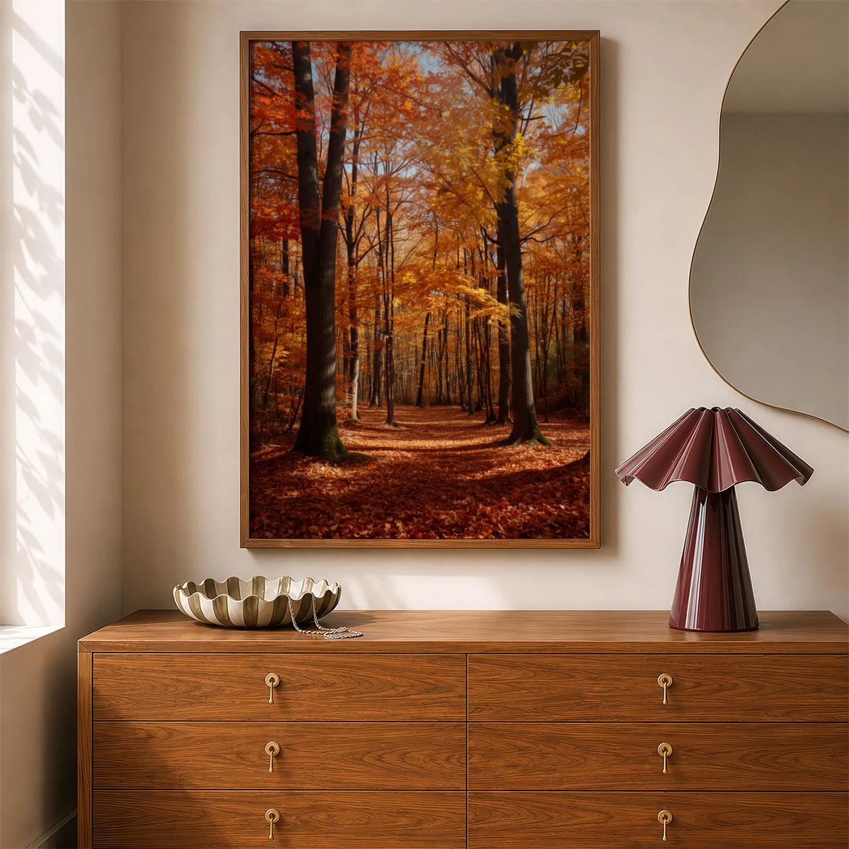 Enhanced Archival Matte A4 - Warm autumn woodland scene with soft matte finish showcasing golden foliage and tree trunks