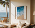 Framed Poster A3 Classic White Frame - Peaceful aerial beach photography with turquoise waters and white wave details