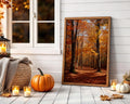Framed Poster Unmounted A3 - Golden autumn forest with interplay of light and shadow through canopy of seasonal trees