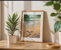 Framed Poster A3 Classic Wood Frame - Ocean wave framed art displaying rolling waves with minimalist coastal aesthetic