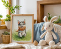 Framed Print A3 Black Frame - Cute husky puppy watercolor art ready to hang for dog lover spaces