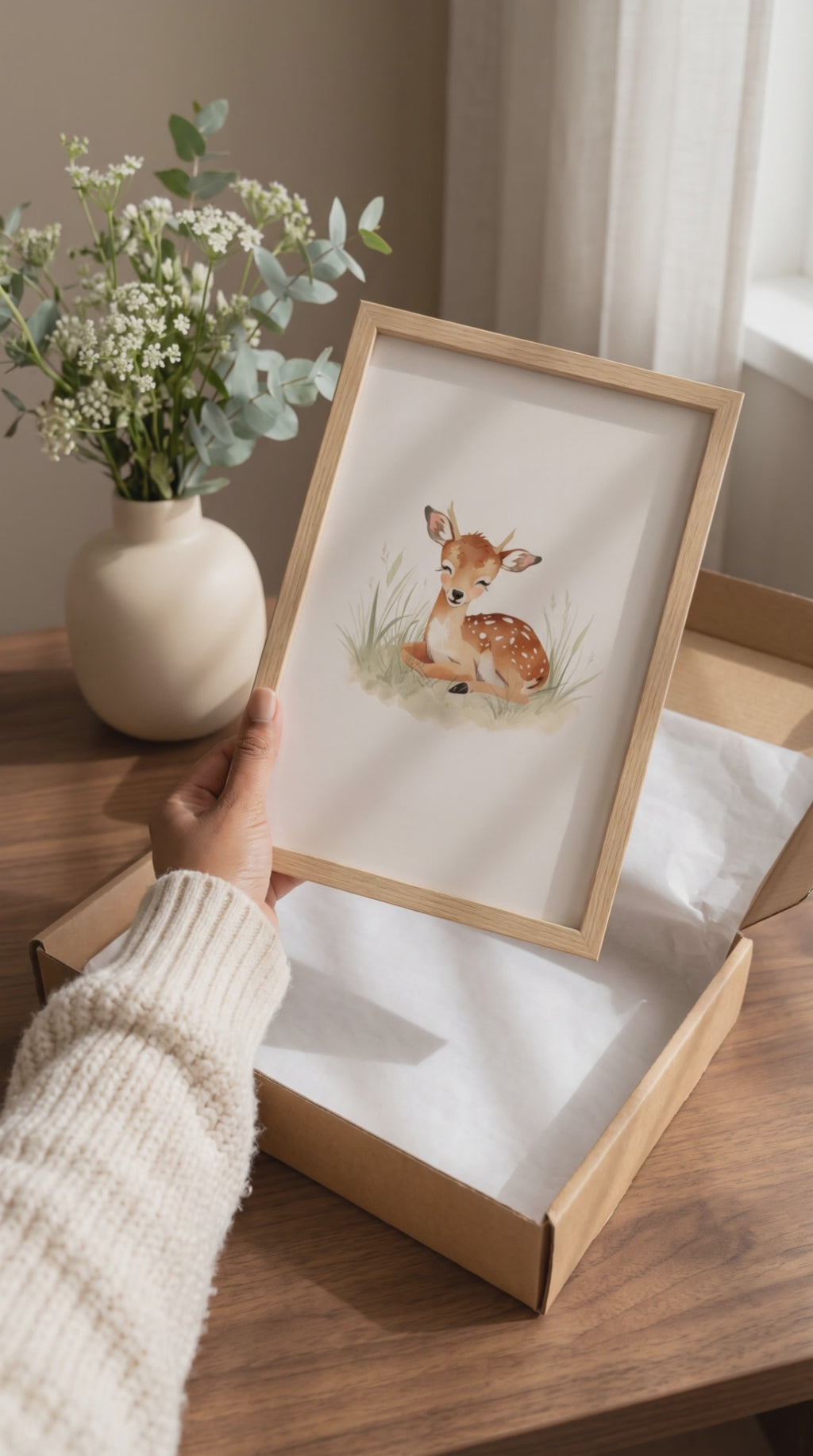 Baby Deer Framed Print: Nursery Wall Art A4 A3 A2