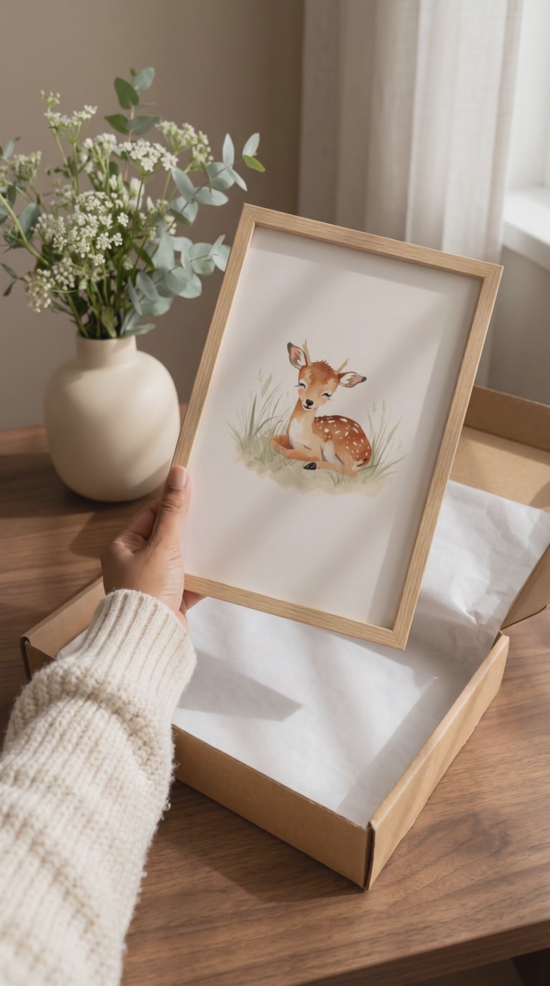 Baby Deer Framed Print: Nursery Wall Art A4 A3 A2