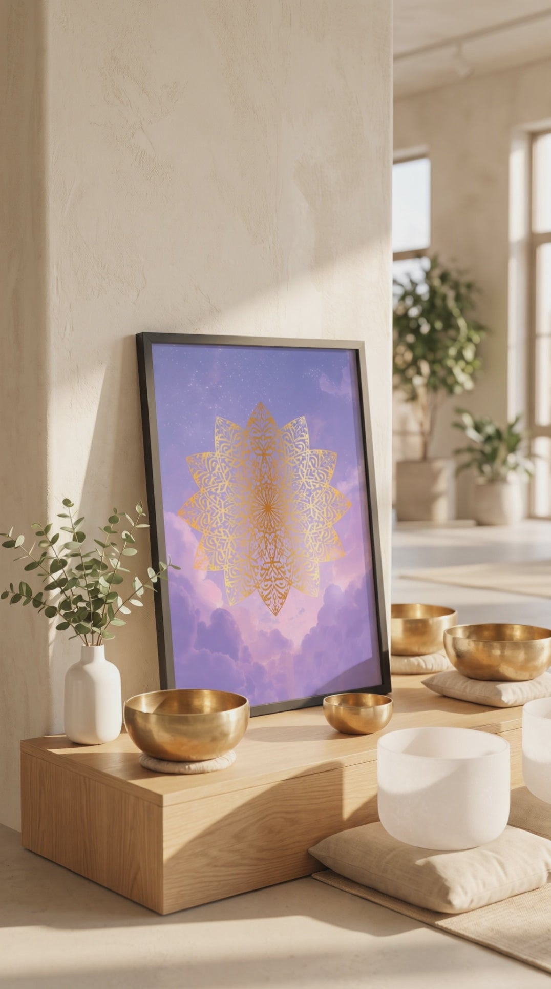 Golden Mandala Framed Print: Spiritual Wall Art A2 A3 A4