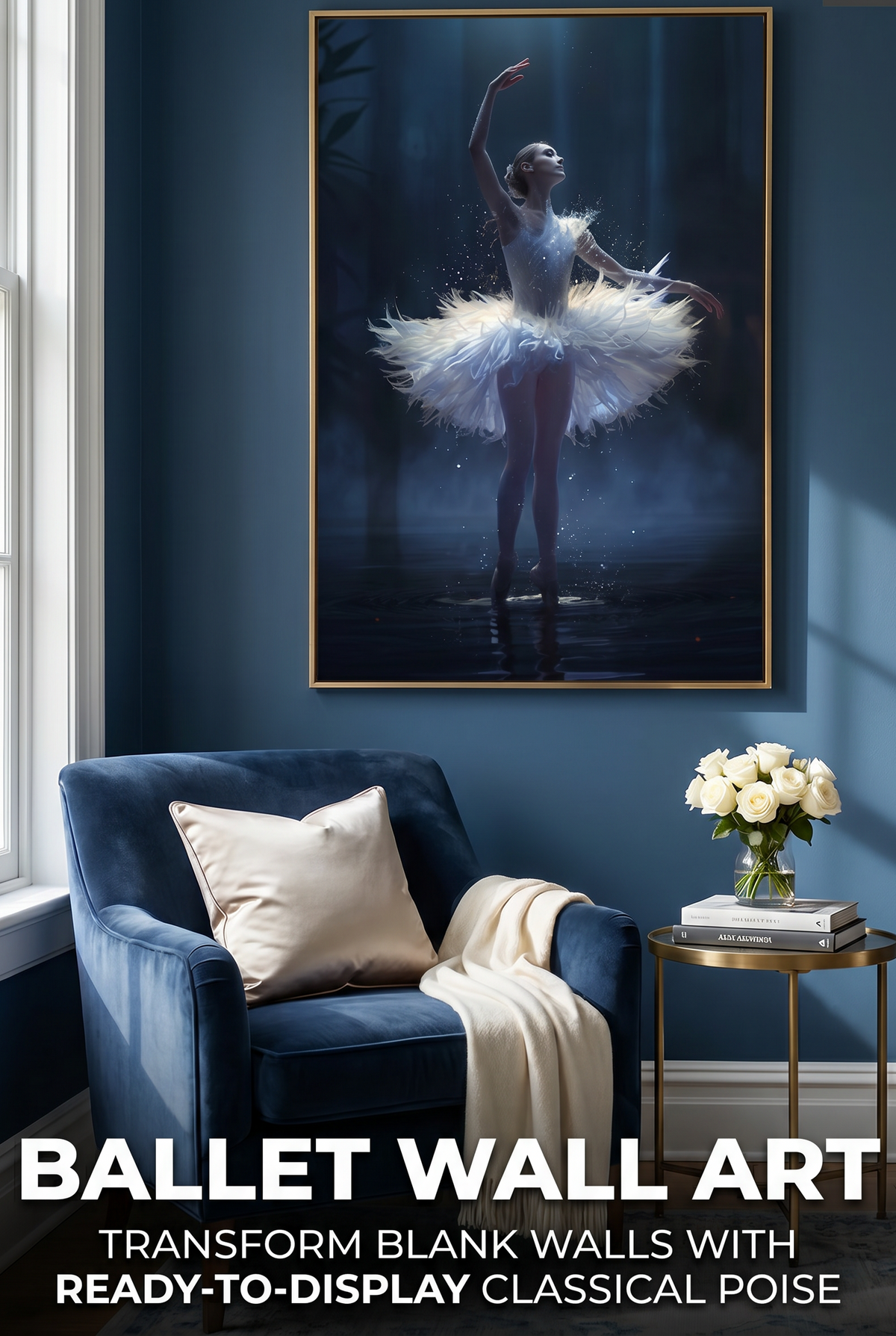 Ballerina Framed Print: Swan Lake Glowing Art A4-A2