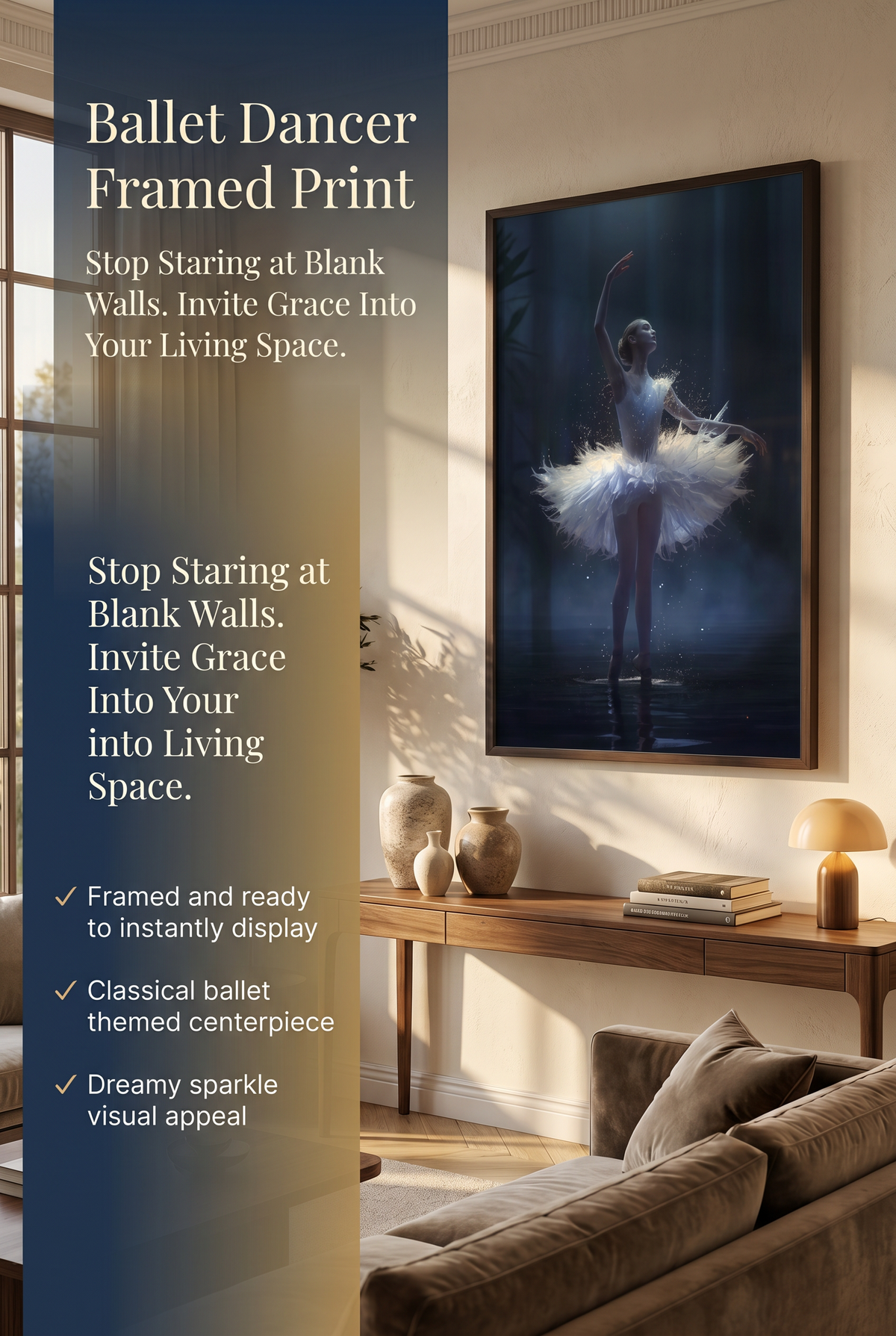 Ballerina Framed Print: Swan Lake Glowing Art A4-A2