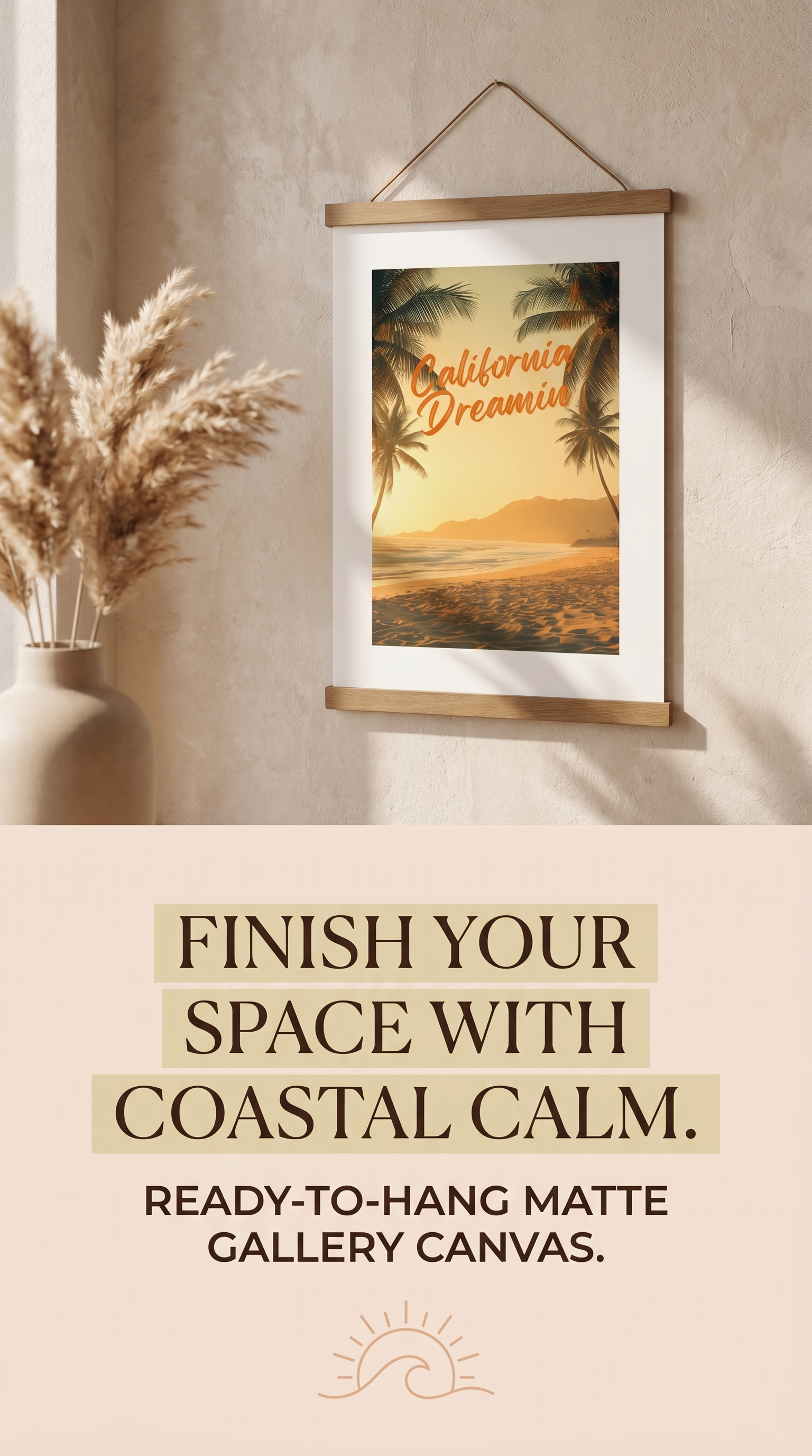 California Beach Scene Canvas: Coastal Home Decor A4