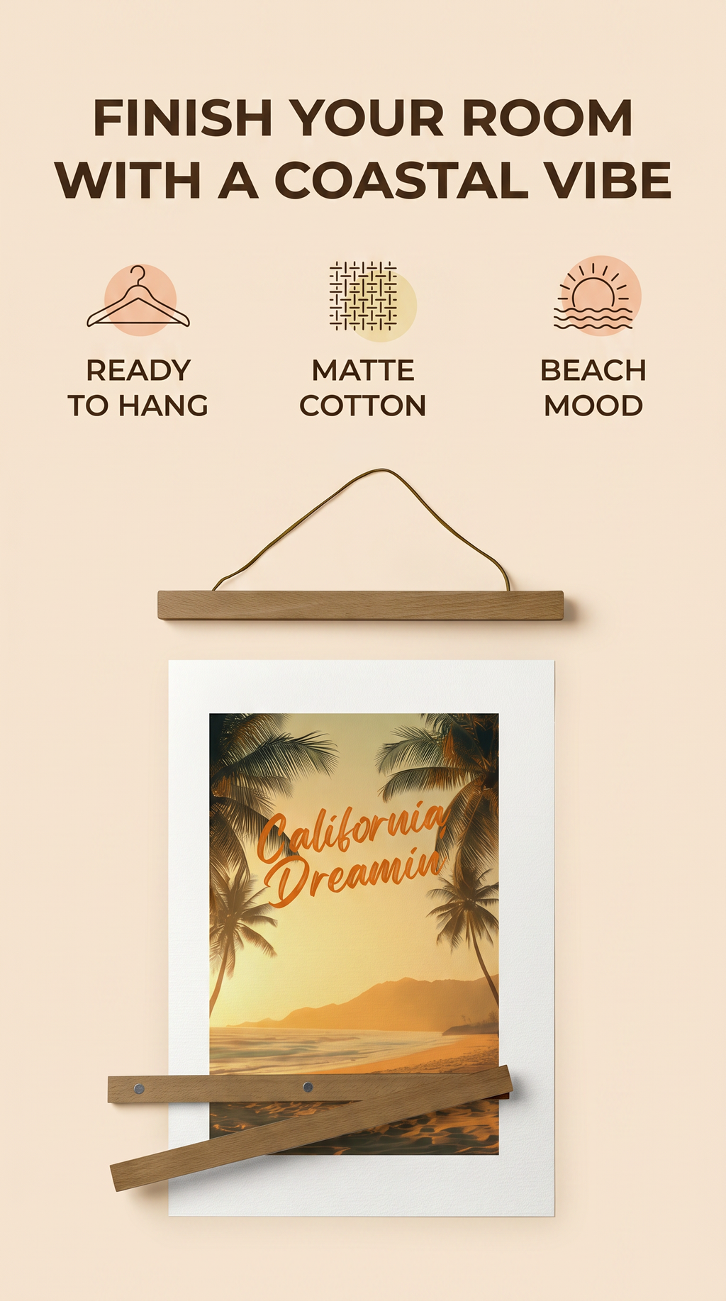 California Beach Scene Canvas: Coastal Home Decor A4