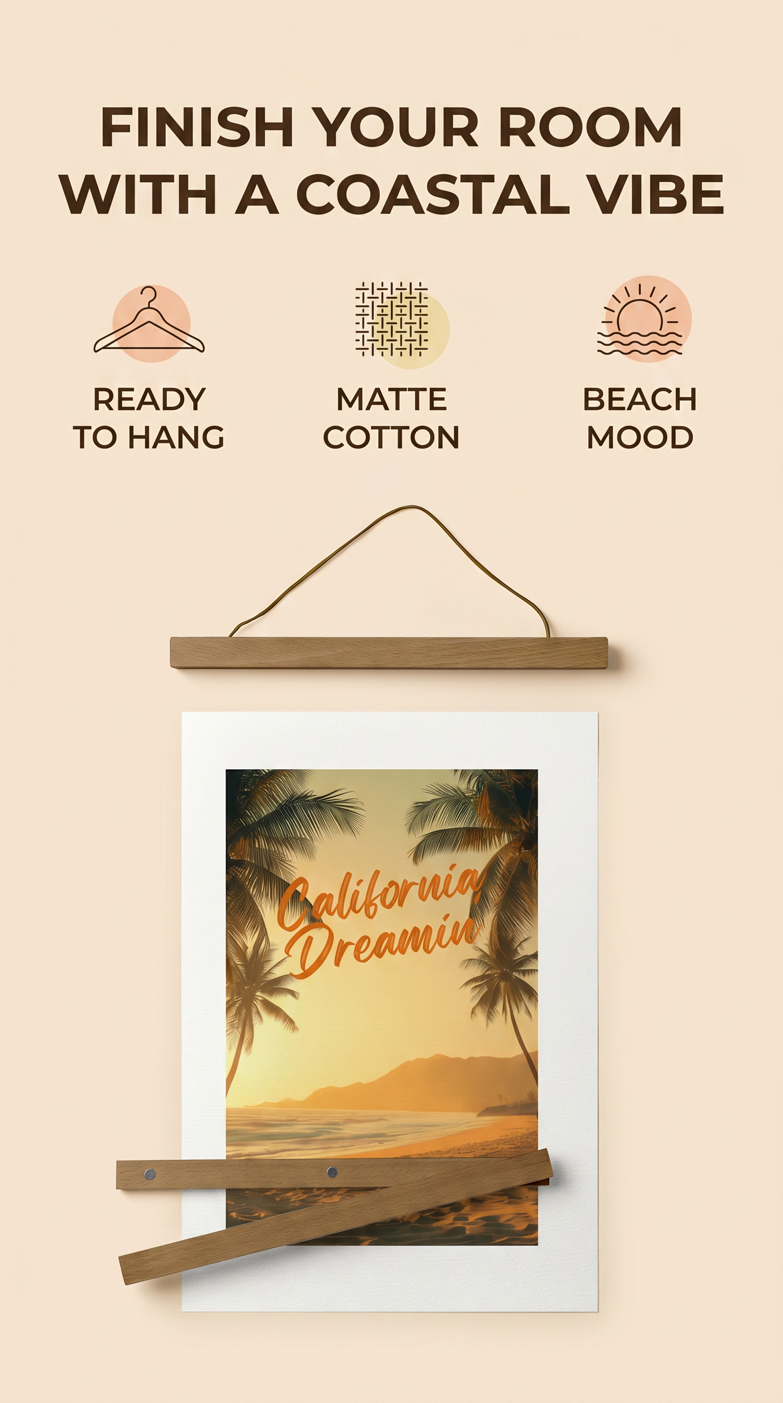 California Beach Scene Canvas: Coastal Home Decor A4