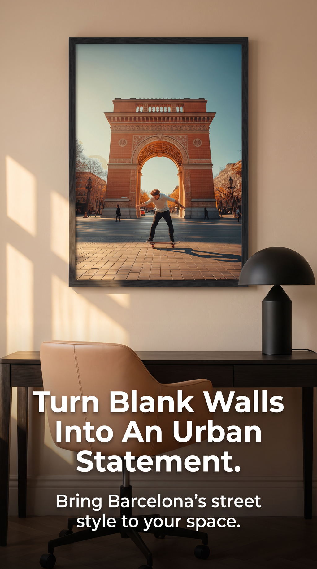 Arc de Triomf Skater Framed Print: Urban Architecture Wall Art A4-A2
