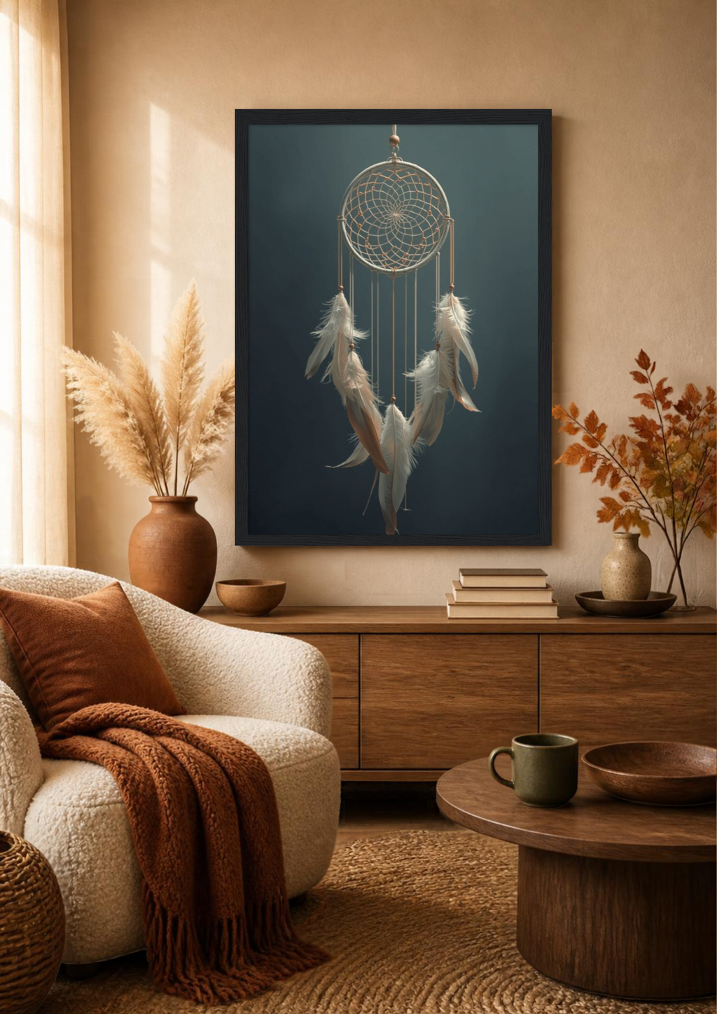 Dreamcatcher Framed Print: Boho Wall Art A4 A3 A2