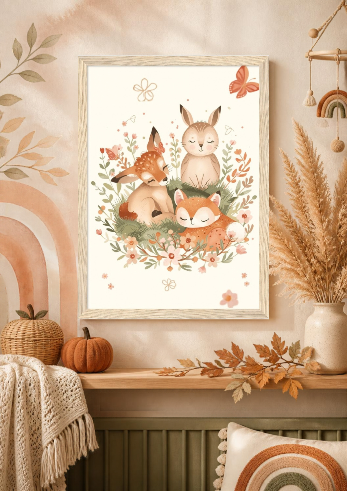 Woodland Animals Nursery Poster: Forest Friends Wall Art A4 A3 A2