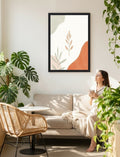 Boho Leaves Framed Print: Modern Minimalist Wall Art A4-A2