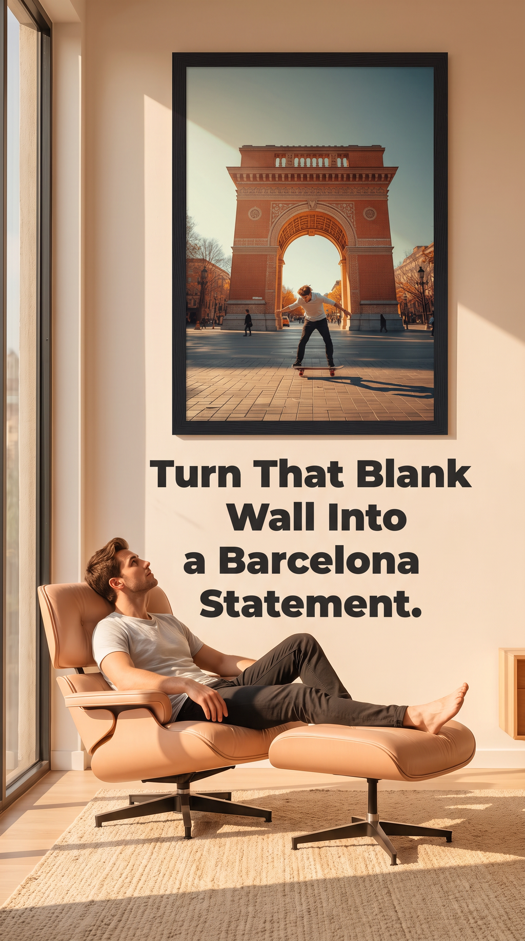 Arc de Triomf Skater Framed Print: Urban Architecture Wall Art A4-A2