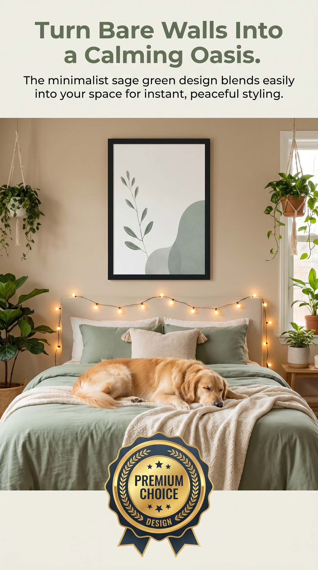Boho Botanical Framed Print: Minimalist Leaf Wall Art