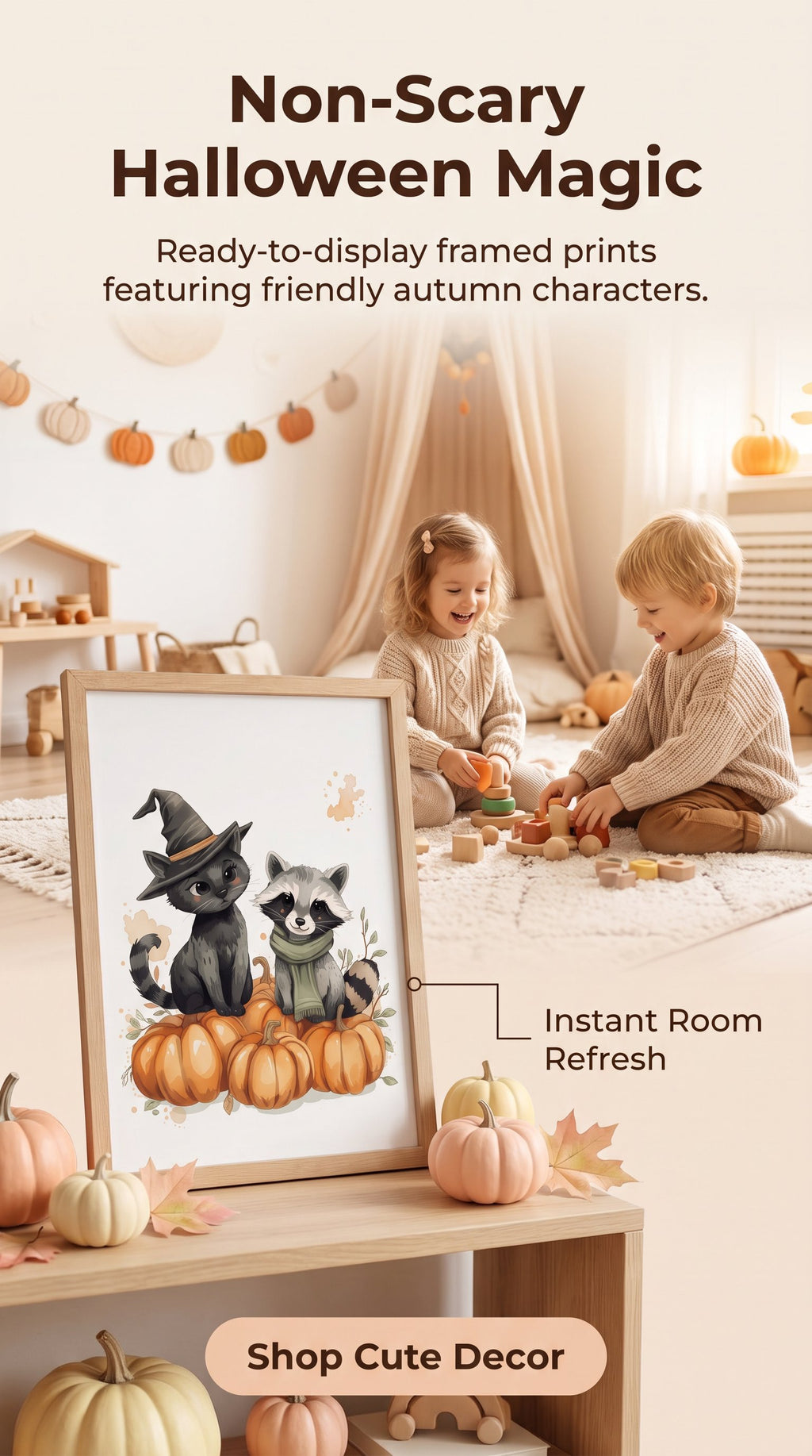 Halloween Friends Framed Nursery Print - A4-A2