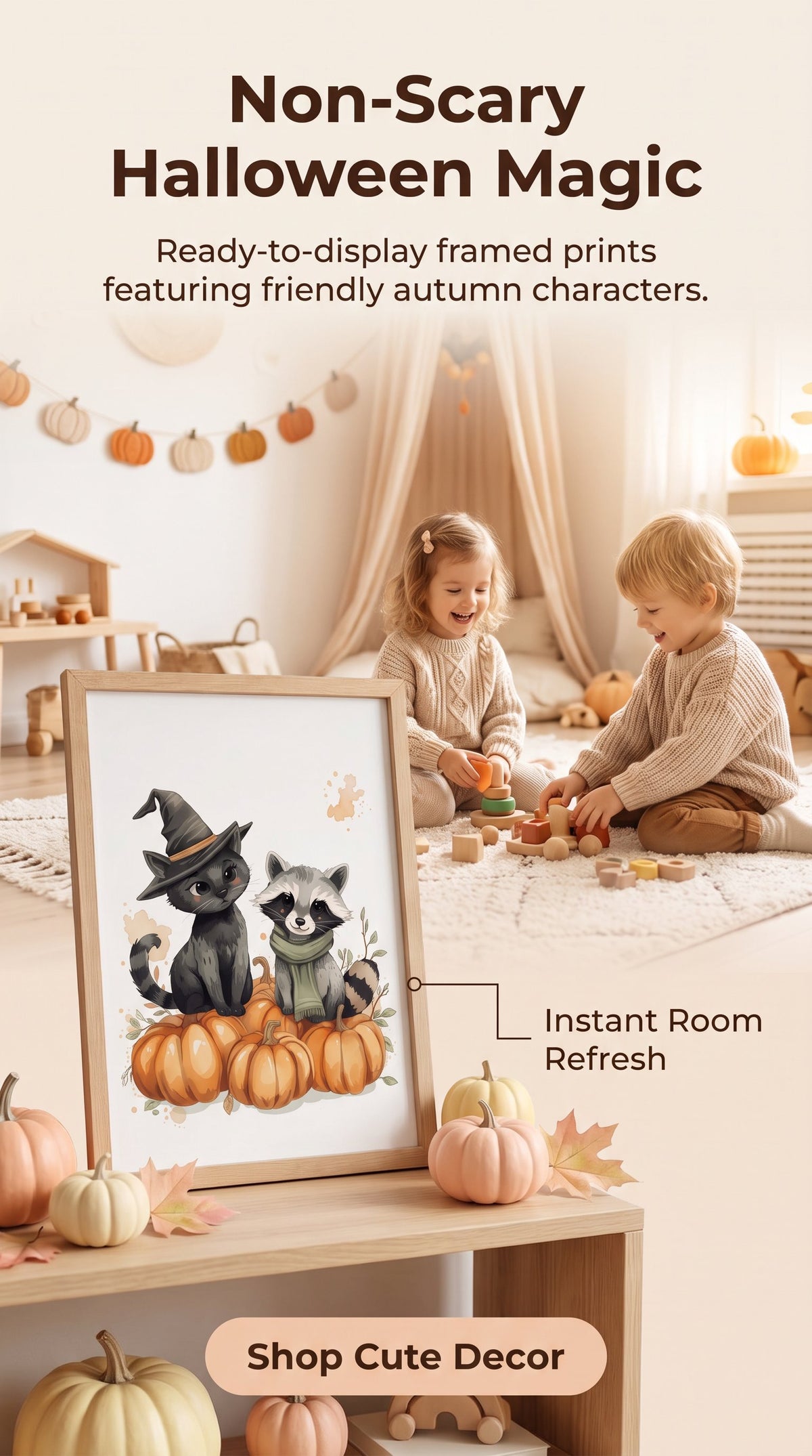 Halloween Friends Framed Nursery Print - A4-A2