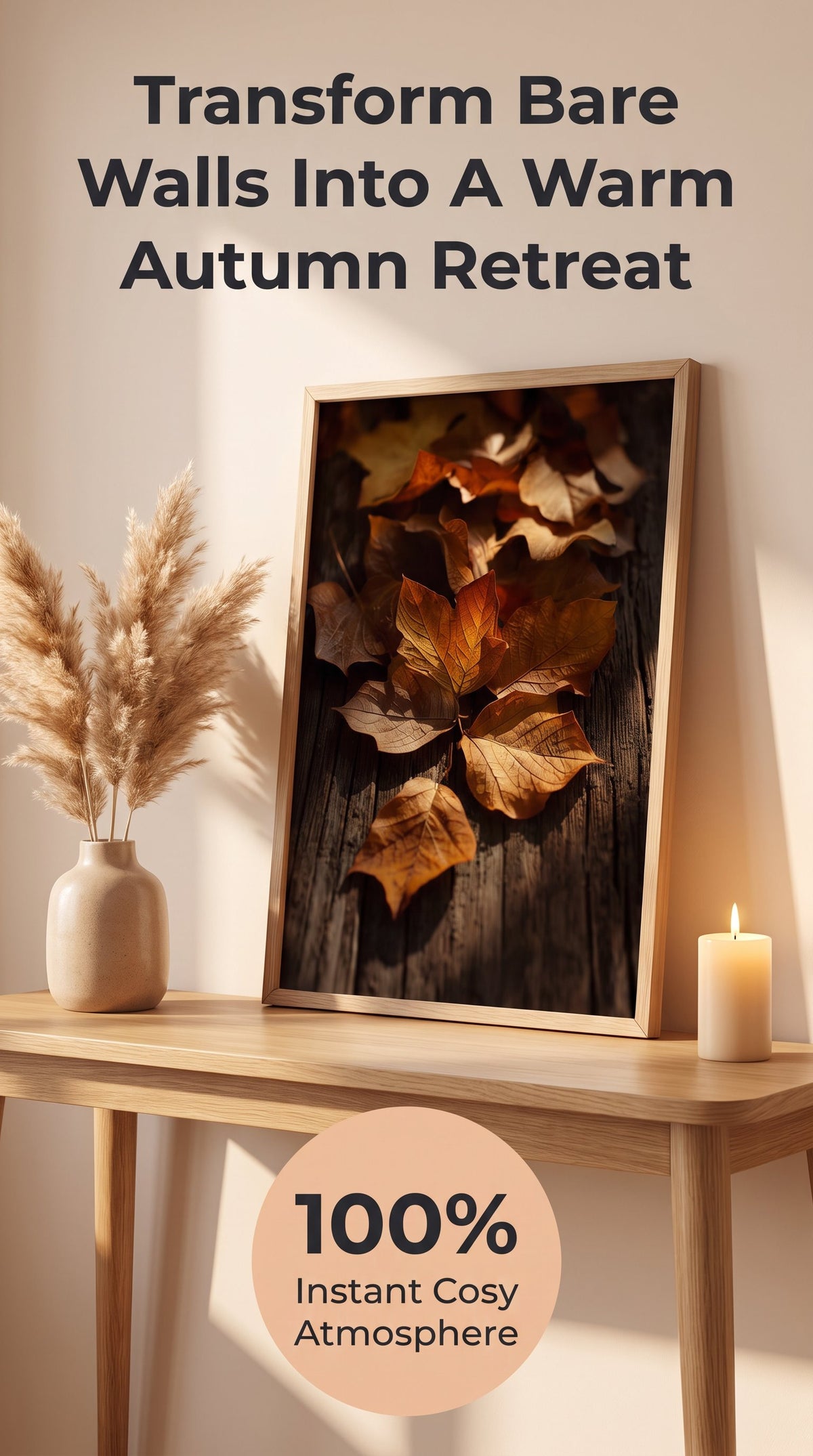 Autumn Leaves Framed Print: Golden Fall Decor A4-A2
