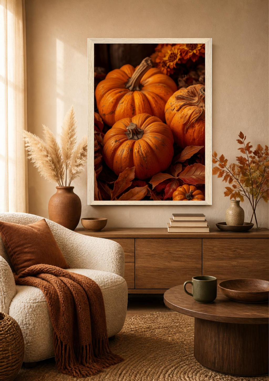 Autumn Pumpkin Framed Print: Fall Harvest Wall Art A4-A2