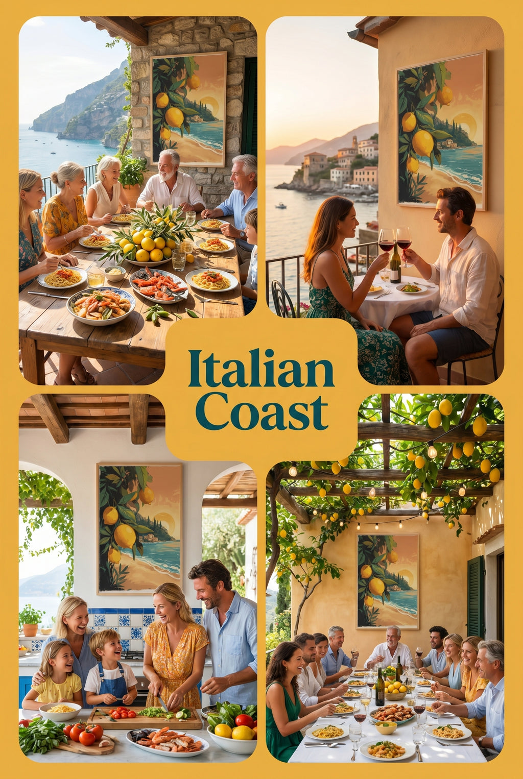 Italian Coast Framed Poster: Lemon Tree Beach Print A4-A2