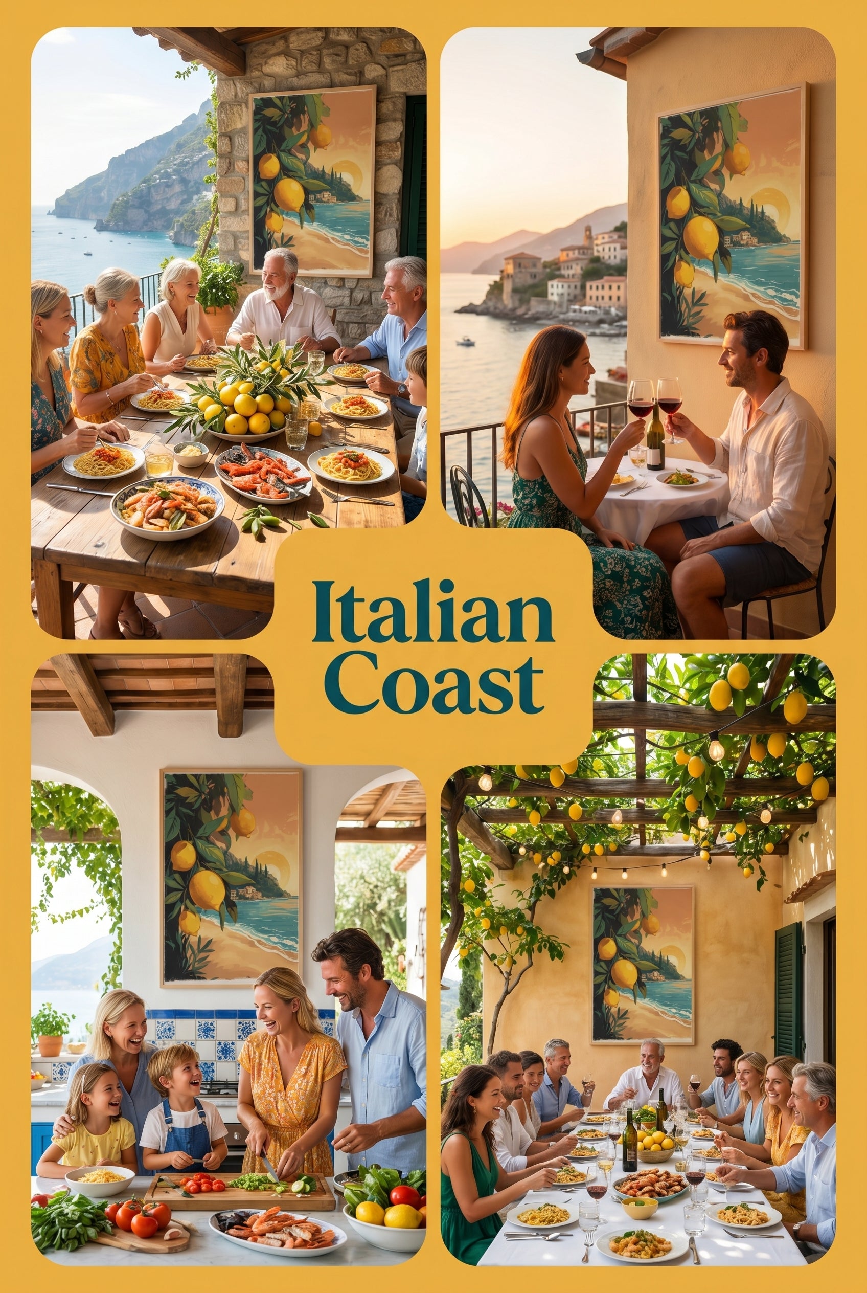 Italian Coast Framed Poster: Lemon Tree Beach Print A4-A2