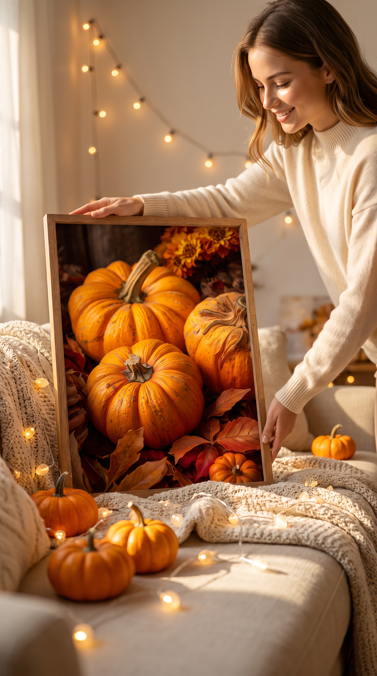 Autumn Pumpkin Framed Print: Fall Harvest Wall Art A4-A2