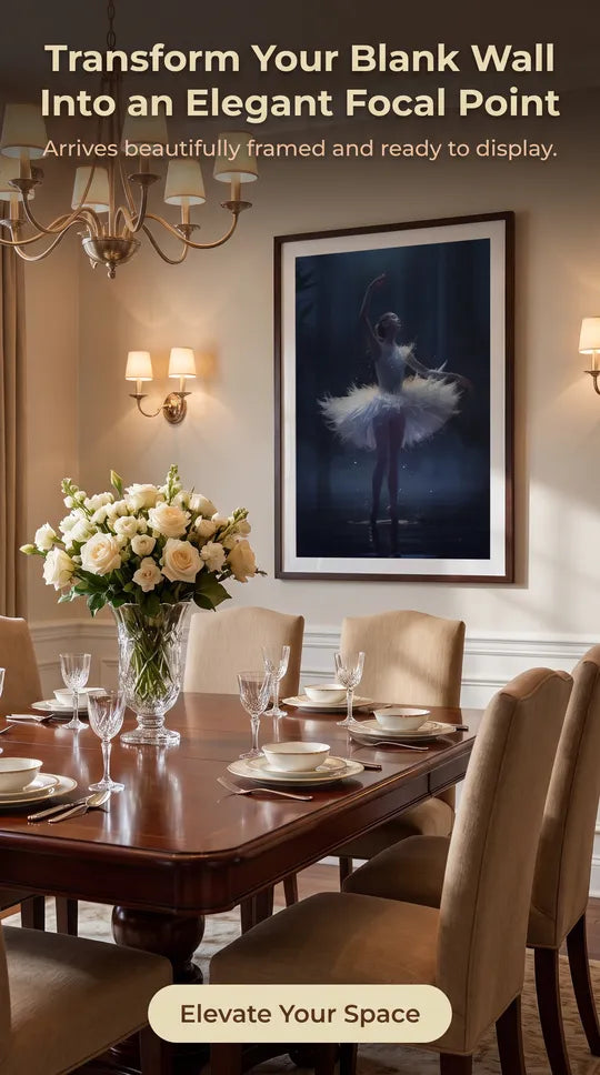 Ballerina Framed Print: Swan Lake Glowing Art A4-A2