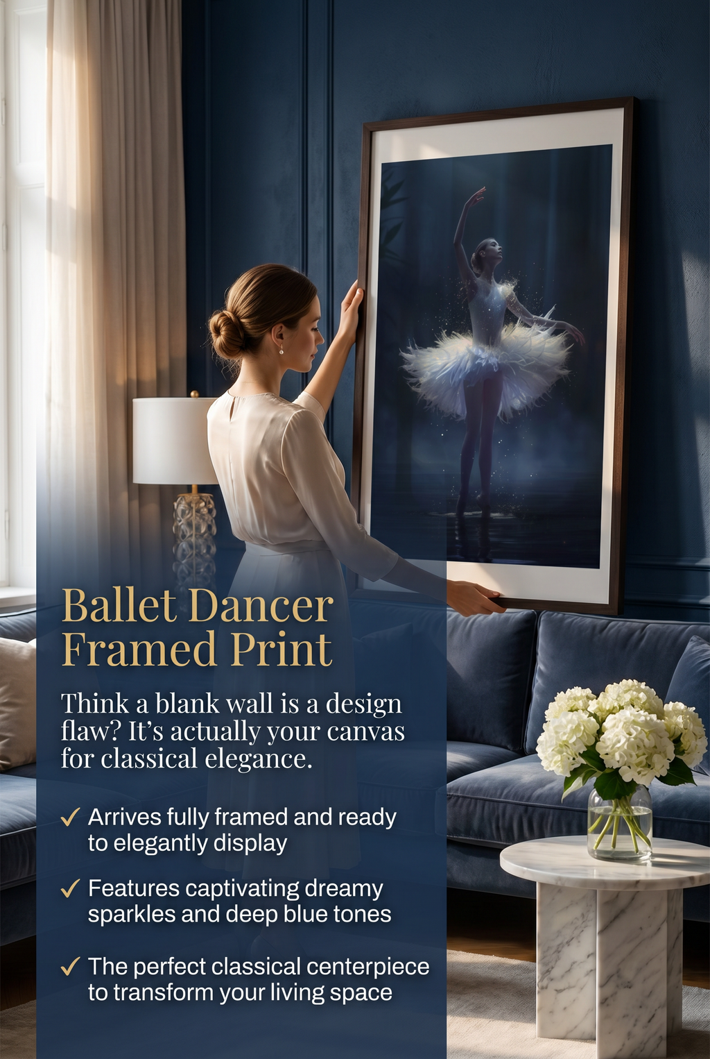 Ballerina Framed Print: Swan Lake Glowing Art A4-A2