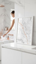 White & Rose Gold Marble Wall Art Framed Print - A4-A2
