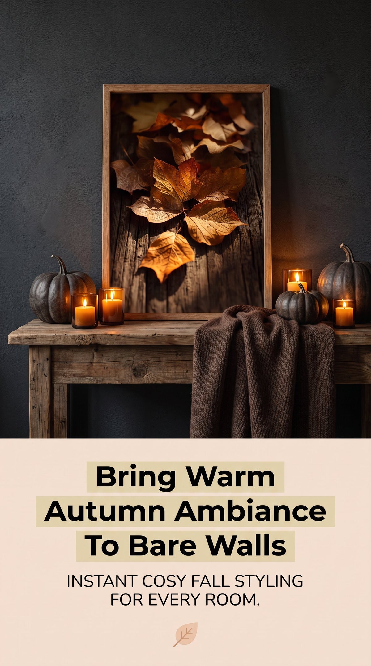 Autumn Leaves Framed Print: Golden Fall Decor A4-A2