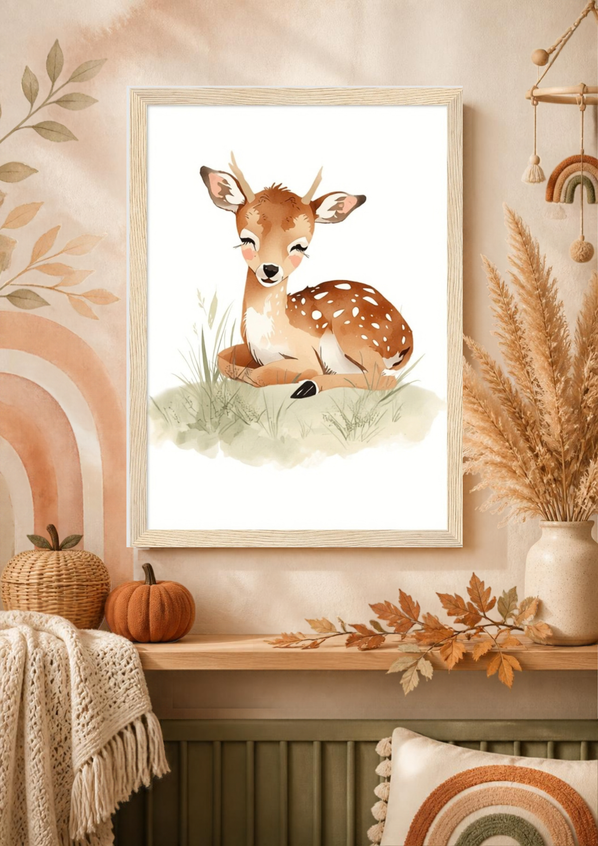 Baby Deer Framed Print: Nursery Wall Art A4 A3 A2